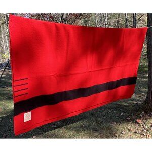 Vintage Hudson Bay Company 4 Point Red Scarlet Wool Blanket Gold Label HBC Rare